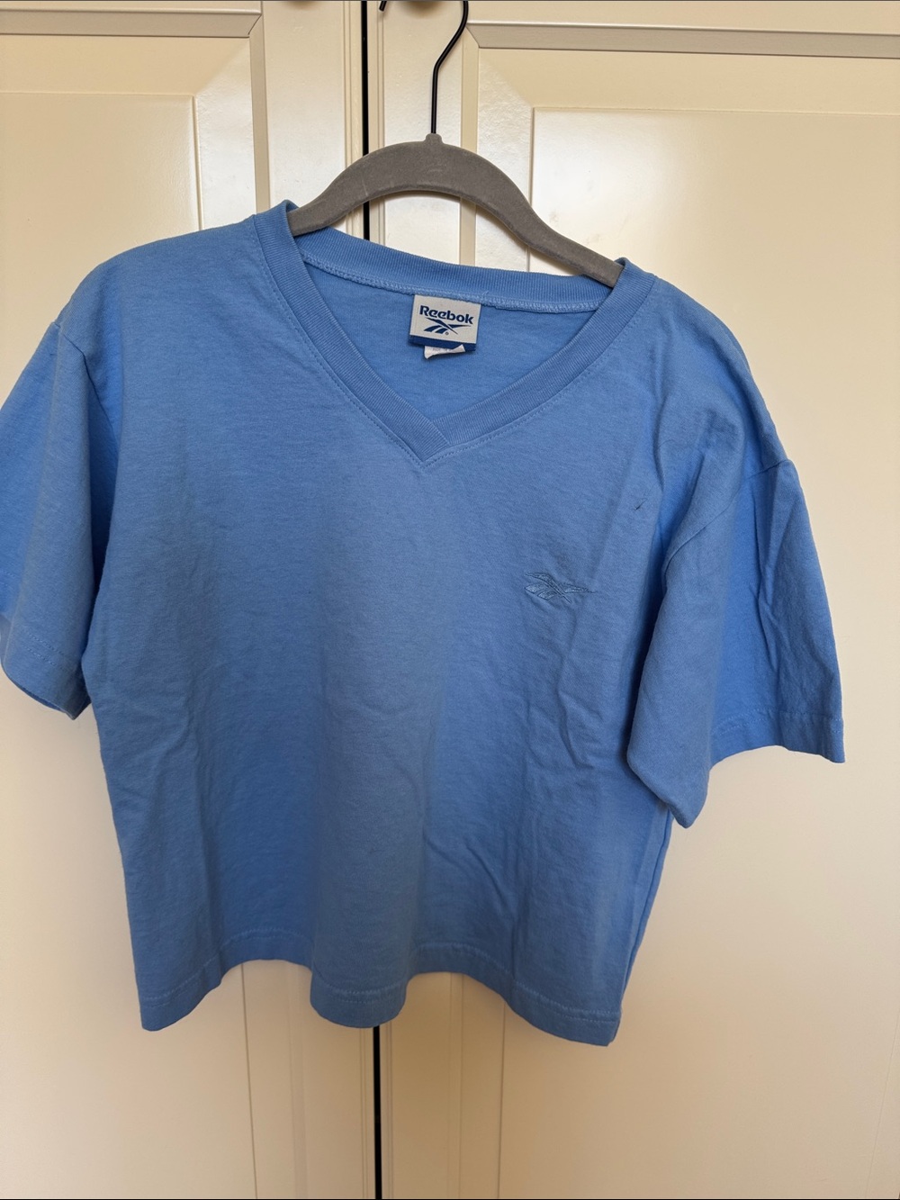 Reebok Sky Blue V-Neck Cropped Tee